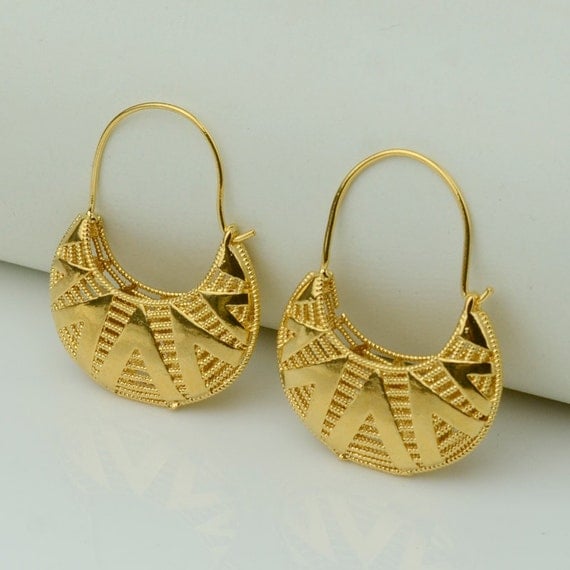 Ethiopian Earrings Women 22k Gold Plated Bride by QLJewelry