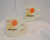 Pair of Vintage Milk White Anchor Hocking Mc Donalds Coffee Cups