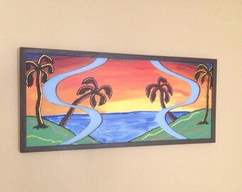 Abstract Painted palm trees wall art