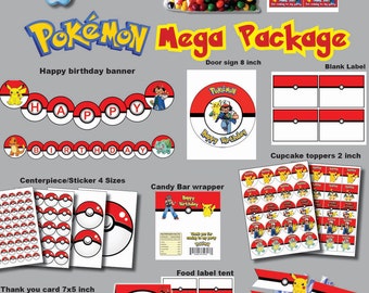 INSTANT DL- Pokemon go birthday party package kit Digital JPEG file (non personaized)