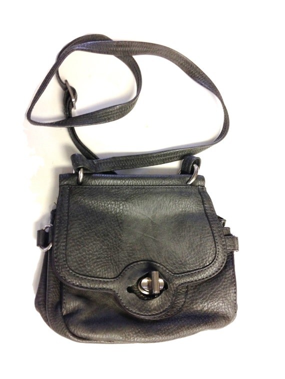 Coach Grey Pebbled Leather Small Shoulder Bag