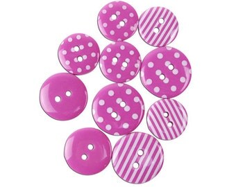 Pink Dots and Stripes, Blumenthal Lansing, Favorite Findings, Pink Polka Dot Buttons, Pink Striped Button, Hot Pink, Sewing Crafts for Girls