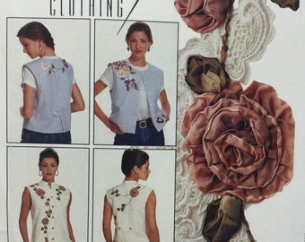 McCall's Crafts 695 Creative Clothing Appliques, Sleeveless Vest Sewing Pattern, Ribbon Embroidery,Ribbon Flowers,Floral Motifs,Misses 8-22