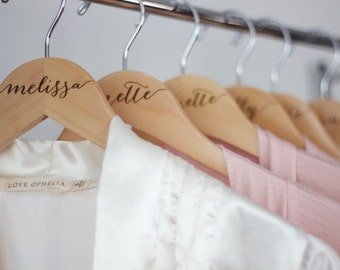 5 Bridesmaid hangers, Will you be my bridesmaid gift idea, bridal wood hanger, bridal shower gift, wedding dress hanger, personalized hanger