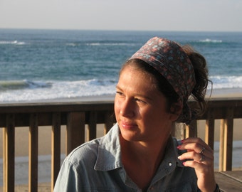 FLORAL SPA Blue head scarf, hair covering,tichel,head wrap,women wide headband,hair wrap,hair scarves