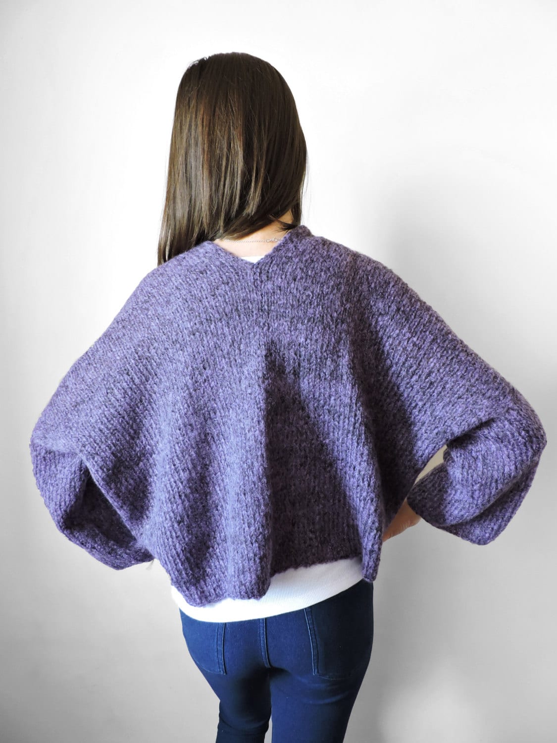 30% OFF Knit purple cardigan Cropped cardigan Wool bolero