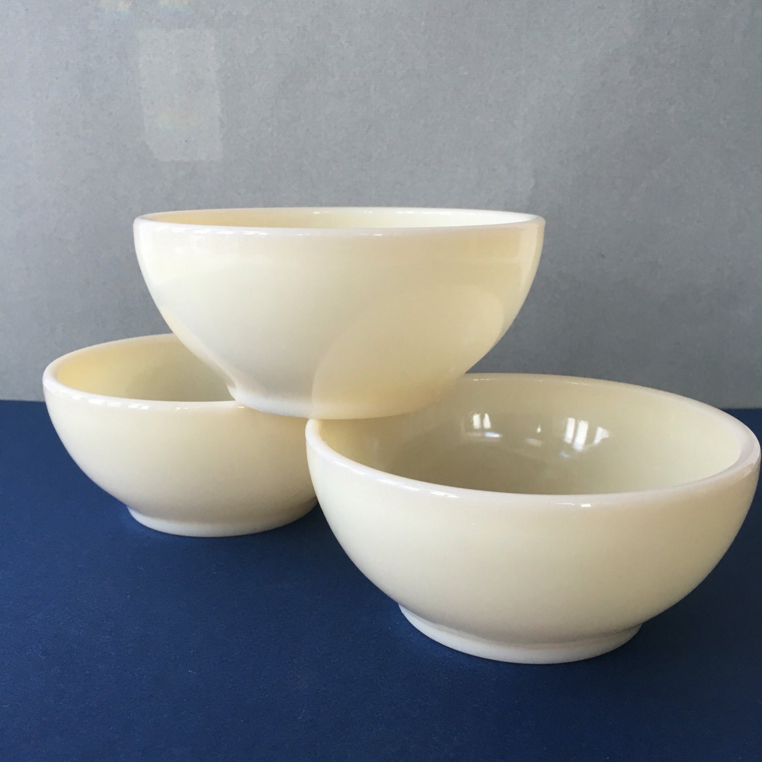 Vintage Fire King Chili Bowls Ivory Ovenware set of 3 Fire