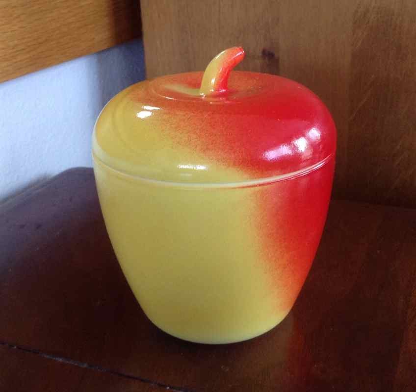 Vintage Milk Glass Apple Sugar Bowl MidCentury Haute Juice