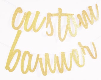 Gold Script Banner - Gold Custom Banner - Wedding Hashtag - Bachelorette Banner - Gold Glitter Script - Custom Bridal Banner - Script Banner