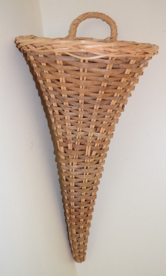 Wall Basket Cone Shape Vintage Reserved for Denise
