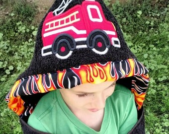 Fire Truck Hooded Towel - Personalized Hooded Towel - Kid's Fire Truck Towel embroidery design, towels for kids, towel for baby