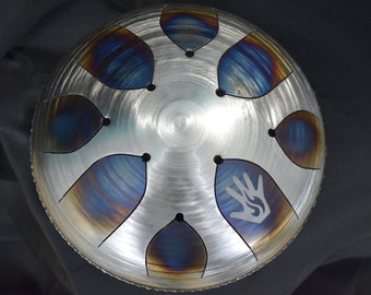 Custom Steel Tongue Drum w/ "Touch of Fire" Finish - Hank Drum, Tank Drum