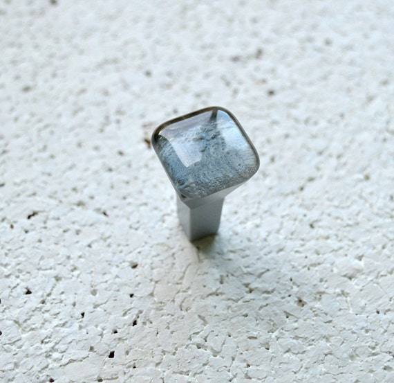 Mini Grey Glass Knob. Fused Glass Knob. by CityGlassStudio