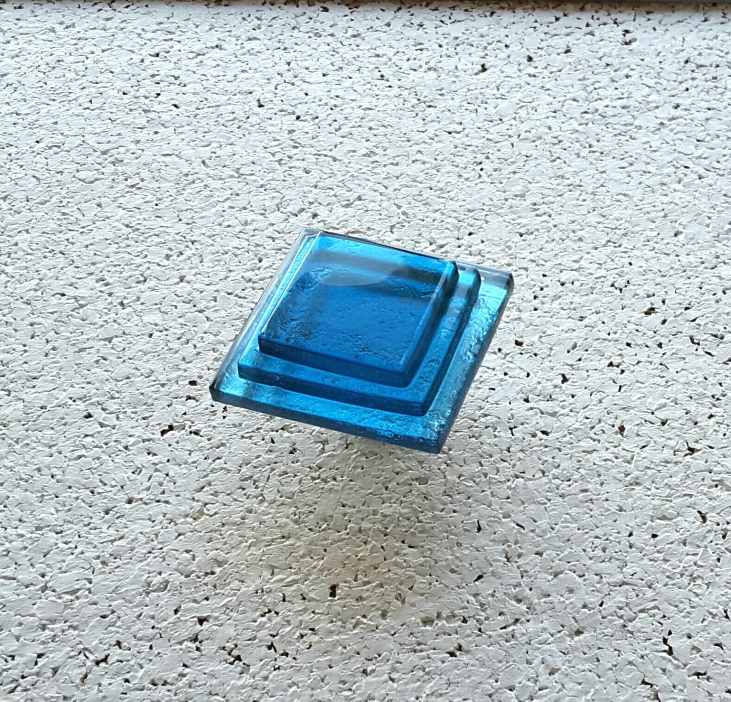 Transparent Aqua Blue Glass Knob. Modern Glass Knob.