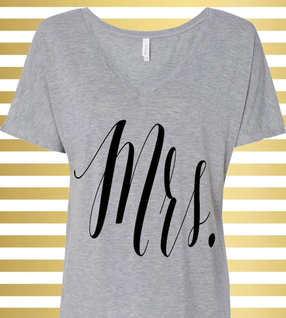 Mrs. V-Neck Tee Mrs. V-Neck Shirt Mrs. Shirt by KTeesDesigns