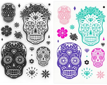 Sugar Skull Stamps - Day of the Dead Clear Stamp Collection