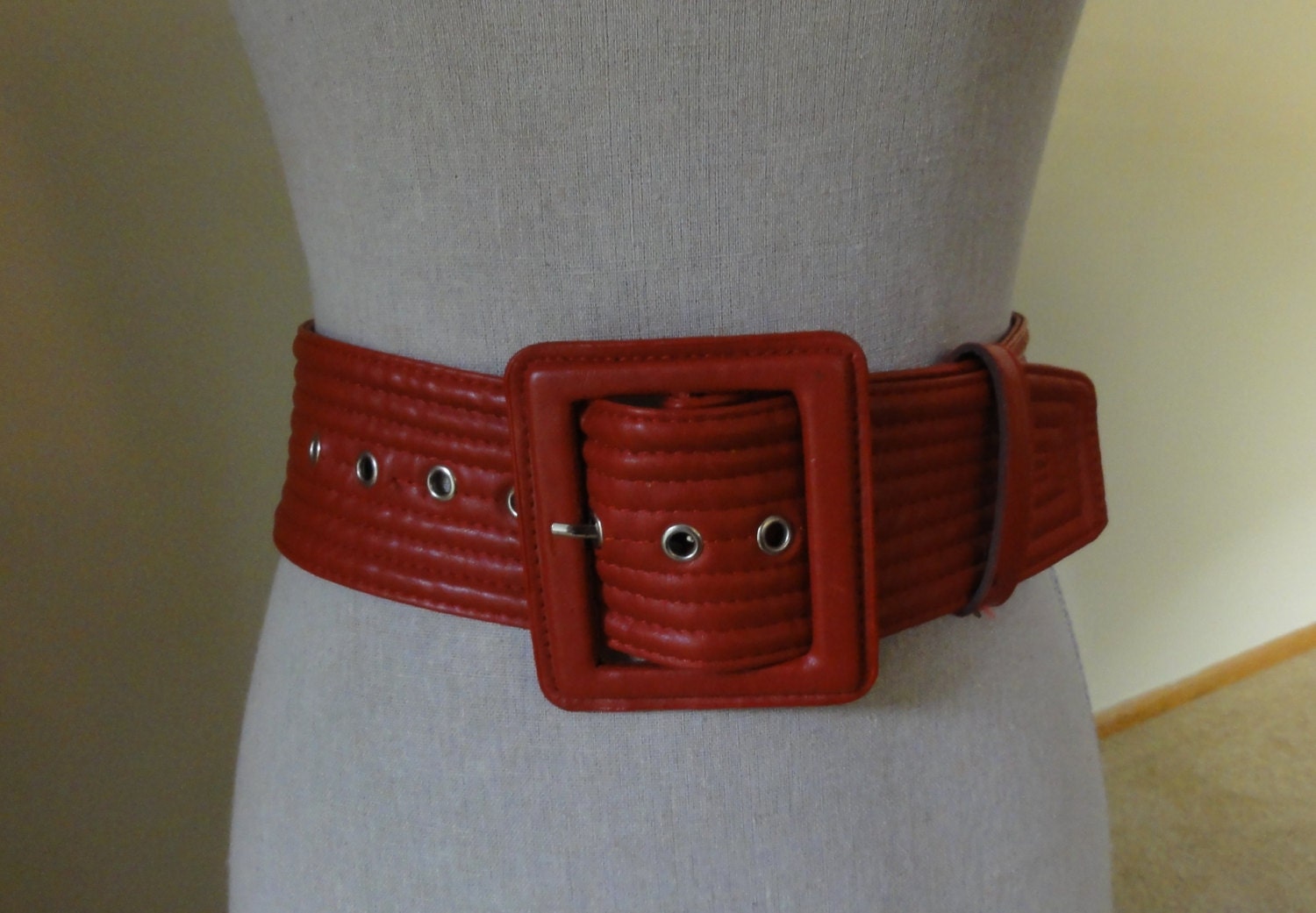 Wide Red Belt adjustable with Matching Buckle and silver one inch