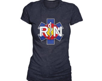 Women's Colorado Flag RN Shirt / Nurse Shirt