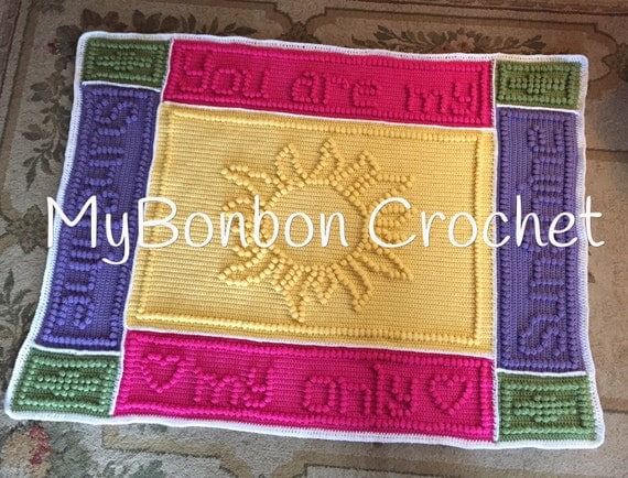 You are my sunshine crochet baby blanket heirloom afghan