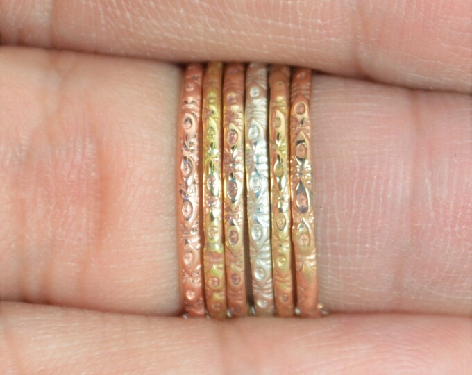 Bohemian Stacking Rings, BoHo Rings, Tribal Rings, Eye Stacking Ring, Rustic Ring, Sterling Ring, Brass Ring, Bronze Ring, Gold Ring-G1