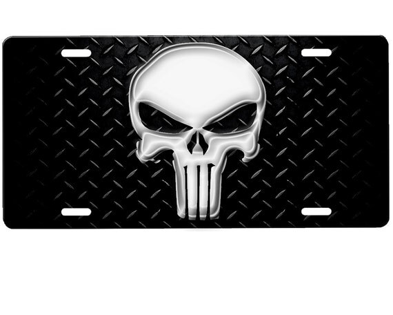 Punisher Skull License Plate by Onestopairbrushshop on Etsy