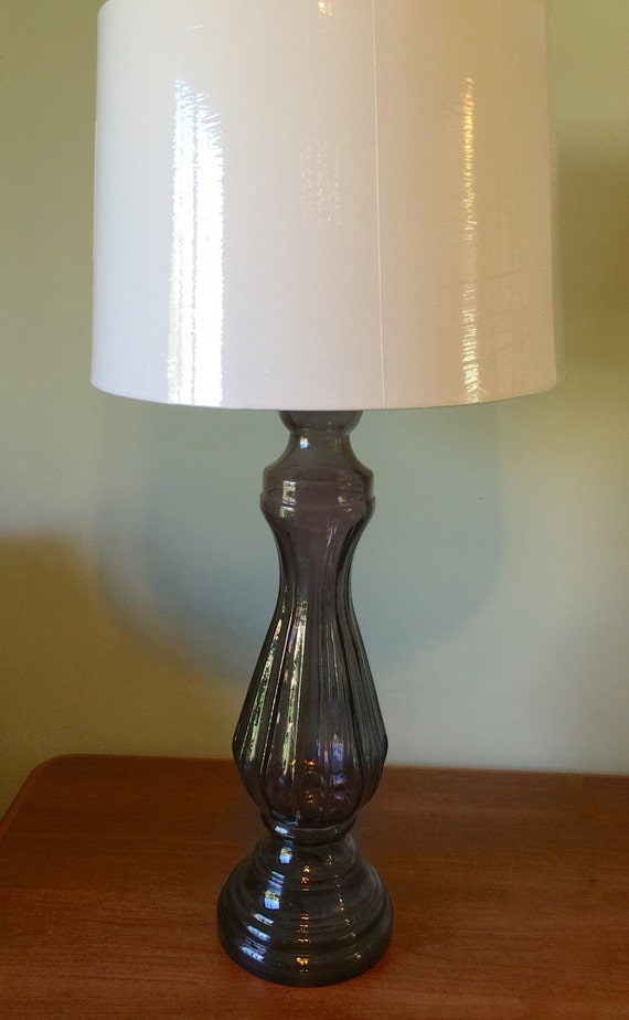 Purple Glass Table Lamp Pillar Table Lamp Large Table Light