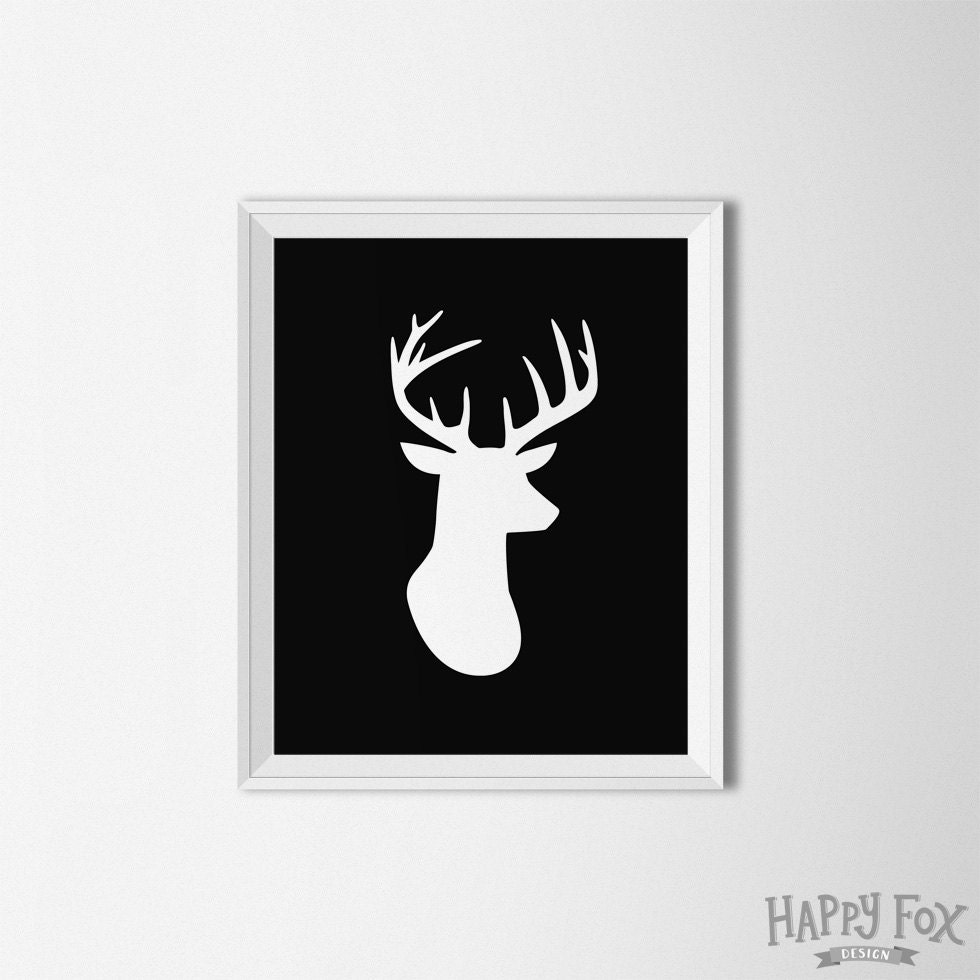 Deer head printable Deer head poster black and white