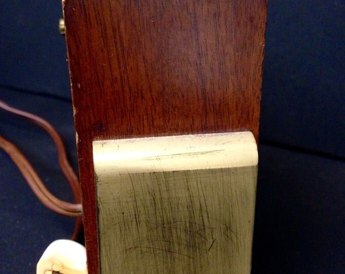 Storewide 25% Off SALE Vintage Seth Thomas Baxter Clock With Stained Oak Wood Finish Featuring Art Deco Rectangular White Face & Brass Accen