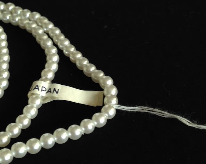 Storewide 25% Off SALE Vintage Japanese Milky White Pearl Style Beaded Infinity Necklace Featuring Original Japanese Label