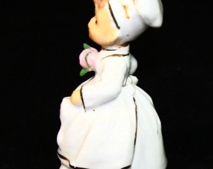 Storewide 25% Off SALE Vintage Hand Painted Original Chase Porcelain Chef Bell Featuring Elegant Detail With Founders Label