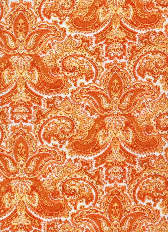 Orange Paisley Fabric Intricate Orange Tonal Paisley sold