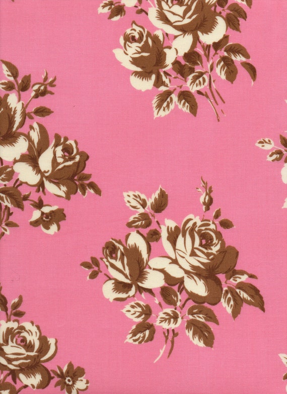 Pink Retro Floral Fabric Mid Century by SUPERPOWERGARAGESALE