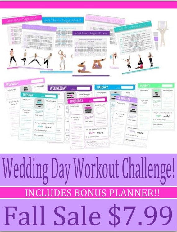 Printable Sweating For The Wedding 12 Week Bride / Bridal Party Fitness Challenge & Planner!! INSTANT DOWNLOAD + FREE Gift!