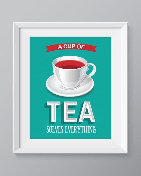 Tea kitchen wall art kitchen decortea print tea cup decor