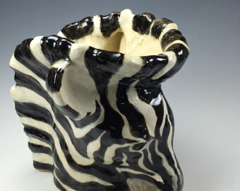 Decorative ceramic glazed ZEBRA vase