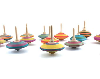 Wooden spinning tops x 3, Spinning top, Woodturning, Coloured Tops, Wedding favors, Fidget spinner, Wooden games, SilvanWoodturning