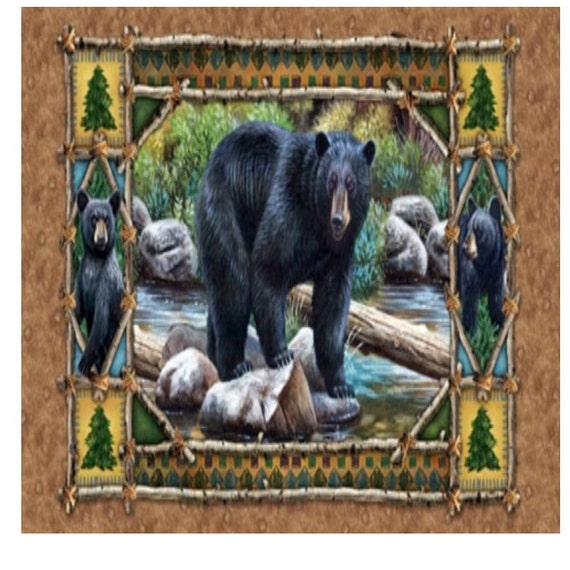 Bear Country-Bear Scenic Panel Fabric By Cynthia by discoverfabric