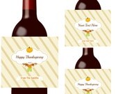 Thanksgiving Decoration - 6 Wine or Beer Thanksgiving  Labels - Thanksgiving Party Waterproof Beer Stickers - Free Personalization