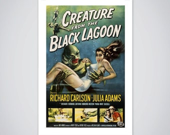 Creature From The Black Lagoon Movie Poster - Vintage Classic Horror Film Print Size 18 x 24 inch