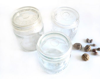 3 Glass Jar, REX, Le Meilleur, Excelsior, Preserving Jar, Canning Jar, Apothecary Jar, Rustic Kitchen, Storage Container, Shabby Chic Jar