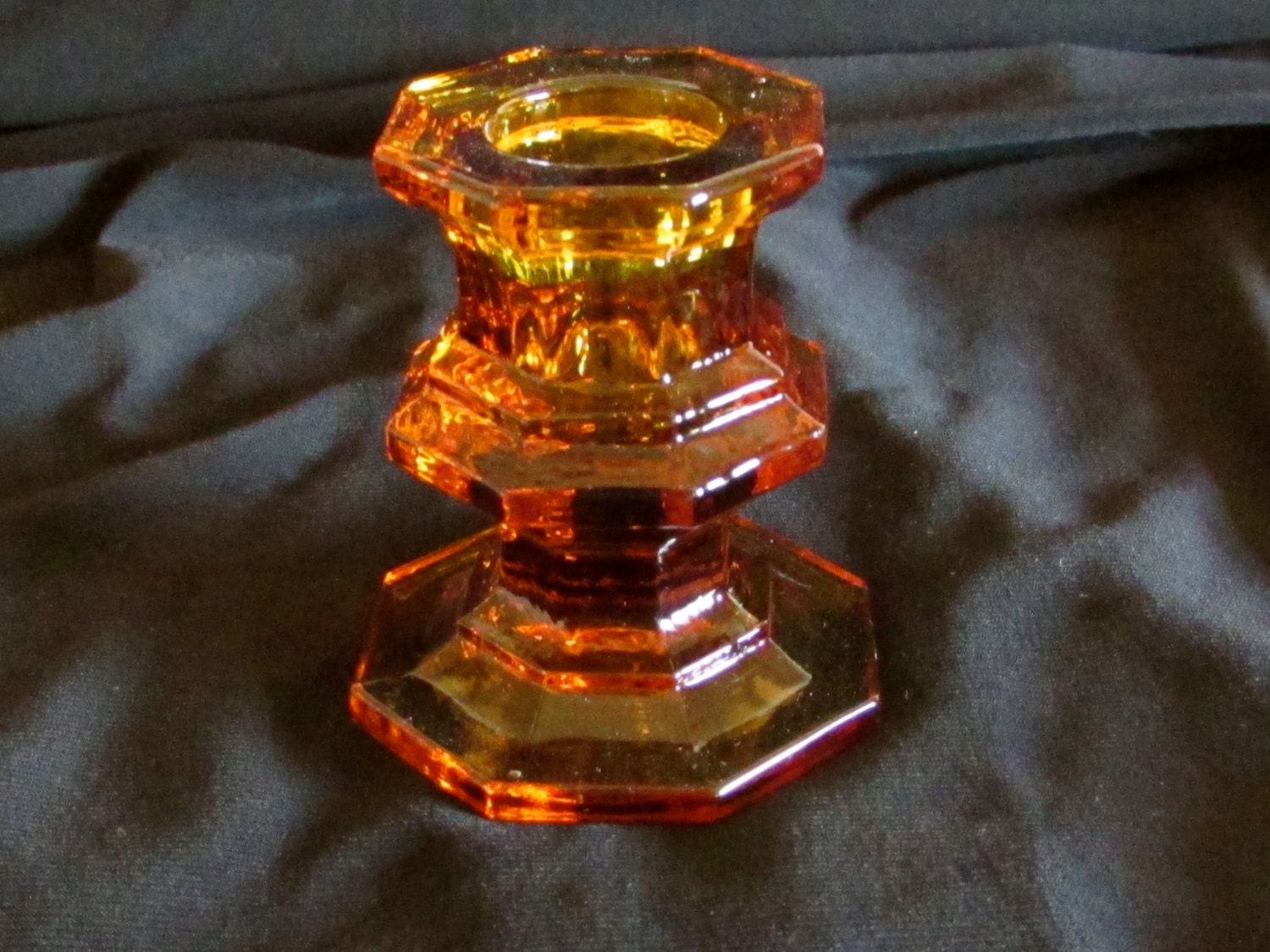 Amber Glass Candle Holder Single Taper Candlestick Holder