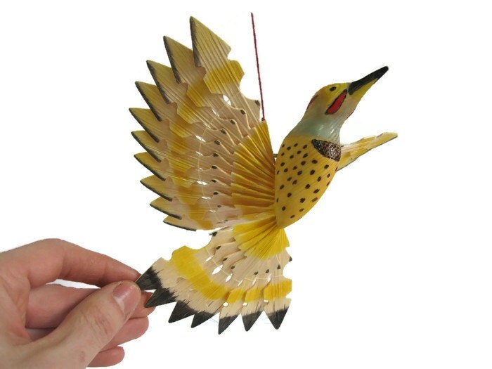 Wooden Fan Bird Carving Hand Carved Northern Flicker Wildlife