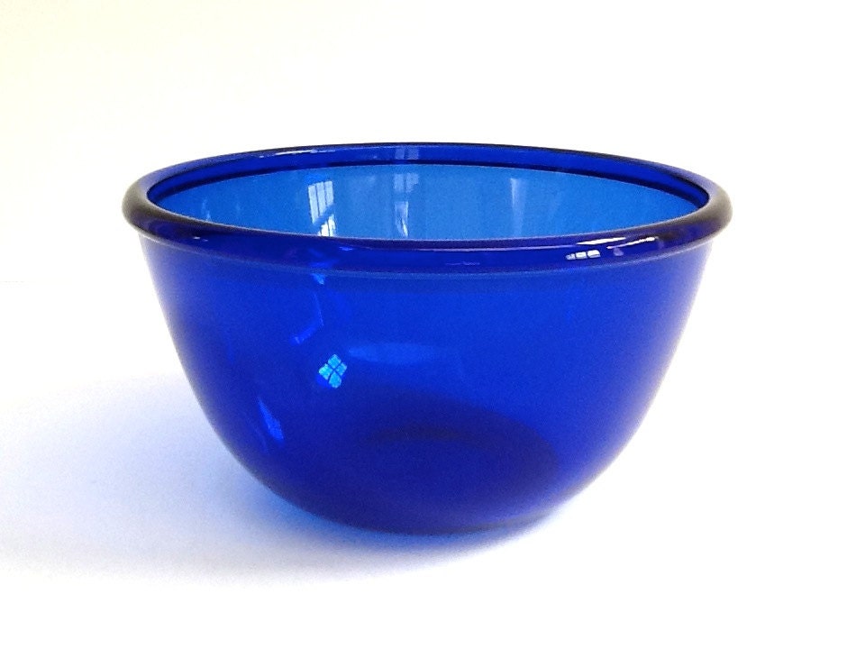 Arcoroc France Cobalt Blue Mixing Bowl Glass Mixing Bowl