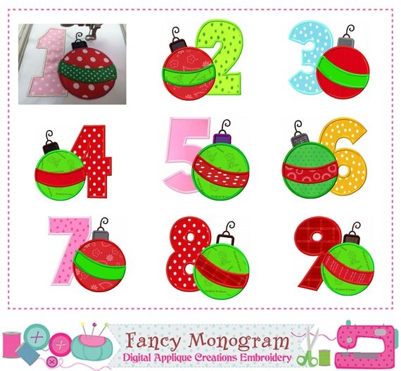 Ornament Numbers appliqueChristmas numbers appliqueChristmas