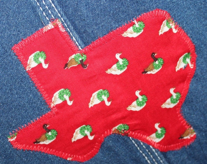 HALF PRICE ** Texas Goose Christmas Stockings from upcycled blue jeans. Hunter Wildlife Lover Gift