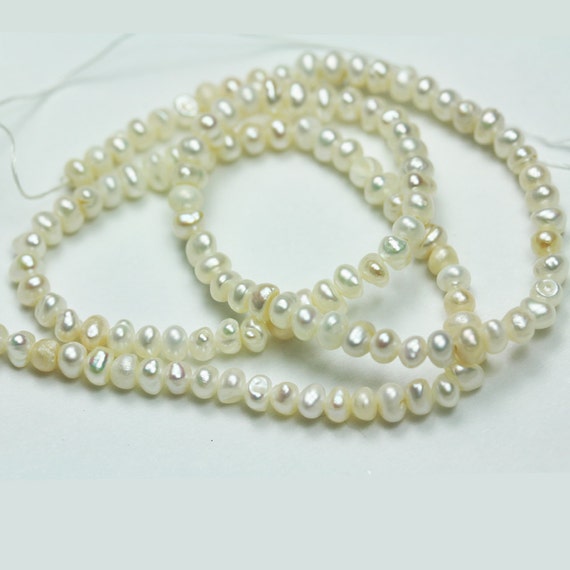 4mm Rondelle Cultured Freshwater Pearl Strandwhite3mm by accbead