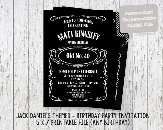 Jack Daniels themed Birthday invite whiskey by ChloeEtAmelie