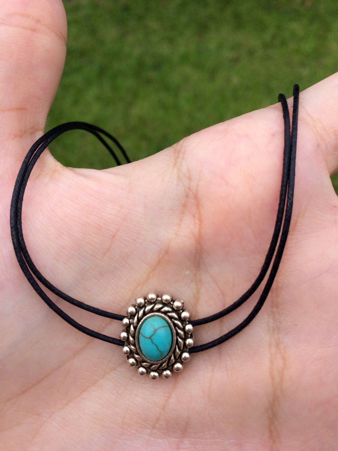 Adjustable knot choker necklace turquoise choker turquoise