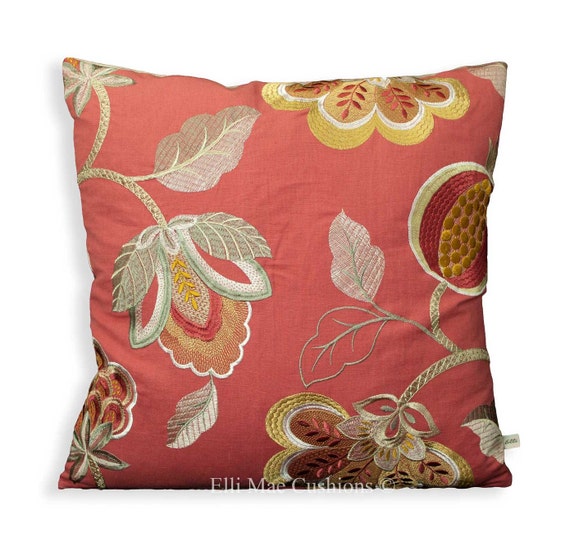 Jane Churchill Paradise Garden Fabric Red Gold by ElliMaeCushions