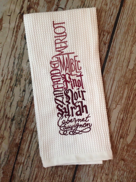 Custom embroidered red wine towel